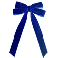 Elegant royal blue velvet double bow hair accessory with long ribbon tails - Sapphire Blue