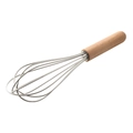 Frusta a mano con manico in legno e fili rivestiti in silicone grigio chiaro - Frusta per Uova Bianco Latte