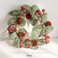 20cm Weihnachts-Kerzenkranz mit roten Beeren, Tannenzapfen und künstlichem Schneefrost - Rot Klein (20cm)