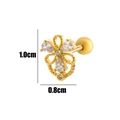 Gold flower cartilage earring with clear zircon inlay and 1.0cm by 0.8cm dimensions - 8# Gold