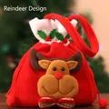 Christmas gift bag featuring 3D plush reindeer design and festive red drawstring handles - Red Velvet Candy Bag - Reindeer