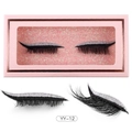 YY-12 black false eyelashes with silver glitter eyeliner in a pink gift box - Silver Glitter (YY-12)