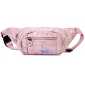 Roze nylon heuptas met kleurrijk spatpatroon en verstelbare geweven riem - Stijl 1 Lichtroze