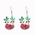 Macro detail of reindeer Christmas earrings with festive red and orange star sequins - Reindeer Hooks