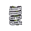 Enamel pin badge featuring floral motifs and Destroy The Patriarchy text design - Floral Design (xz8694)