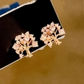 Elegantes pendientes de árbol en oro rosa con detalles de circonitas blancas - Estilo de Árbol de la Vida Oro Rosa (MY32033)