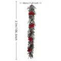 Christmas garland with red poinsettia and berries, 2.7m snow-flocked festive greenery - 2.7m Rattan