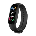 Smart fitness tracker in black with color screen showing heart rate and daily steps data - Thimble Style (Hryfine) / Black