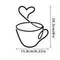 Minimalist black iron coffee cup wall art with heart steam design, 8x6 inch variant - Black Flat Iron Coffee Wall Hanging Style A / 20.3x15.8cm