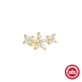 Minimalist S925 sterling silver ear bone stud with gold plating and sparkling zircon - Single Gold #14 (Triple Flower Cluster CZ)