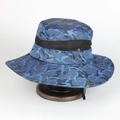 Blue camouflage wide brim sun hat with breathable mesh and adjustable chin strap - One Size(Adjustable) / Blue (Blue Camouflage)