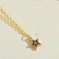 Collana con ciondolo a stella dorata con zirconi blu scuro e catena classica a O - Zirconia Blu Reale