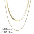 Double-layered 18K gold plated stainless steel snake chain necklace set for women - Gold (KN232351-Z)