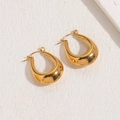 Minimalistische gouden druppelvormige hoefijzer oorbellen met gepolijste spiegelafwerking - Groot Glad Model / 19*27MM / Goud