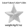 Silver 304 stainless steel star pendant accessory with radial stripe texture 3.6x3.8cm - Large Star / Silver
