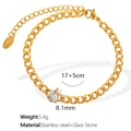 Bracciale in acciaio inossidabile placcato oro 18k con pietra in vetro a goccia - Bracciale Oro Pietra Bianca Goccia (SL38)