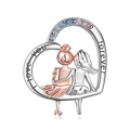 S925 silver sisters hug heart charm with colorful zircons and rose gold accents - 925 Silver / Sister (Pendant Only)