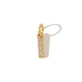 Detailed view of a gold-plated PVD stainless steel vertical bar pendant with cubic zirconia - Letter I Pendant
