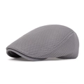 Grey mesh breathable flat cap for summer outdoor wear, featuring a ventilated design - Adjustable / Light Gray