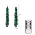 Set of two green Christmas tree LED candles with remote control and size dimensions - Pure Green Berries Candle 2PCS Remote