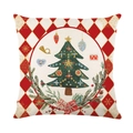 Funda de cojín navideña con árbol de acuarela sobre fondo de diamantes rojos festivo - Ilustración de Árbol de Navidad