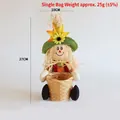 27cm Halloween scarecrow doll with bamboo basket festive decoration for gifts - Green Hat Flower Basket