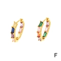Elegant 18K gold-plated hoop earrings with colorful rectangular zircon stones - Colorful Zirconia