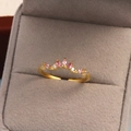 Elegant gold crown ring with pink marquise zircon and sparkling white crystals - Gold / Crown V-Shape Style (Style 1)
