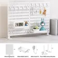 White desktop pegboard storage system with shelves, hooks and vertical stands - White Standing Set 2 / White