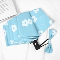 Light blue automatic floral umbrella with white flowers and a bow accessory - 8 Ribs Automatic / Sky Blue French Style