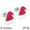 Orecchini a perno a forma di cappello di Natale rosso in acciaio inossidabile - Orecchini / Argento