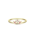 Goldener Kronenring mit rotem Marquise-Edelstein und glänzenden Kristallakzenten - US Größe 5 / Gold