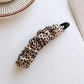 Leopard print fabric bow banana clip for women's high ponytail hairstyles - Leopard Print