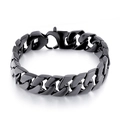 Bracciale a maglia cubana in acciaio al titanio nero lucido da uomo con chiusura a moschettone - Nero