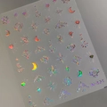 Holographic laser nail art stickers M-164 featuring celestial sun, moon, and star patterns - Pink Plane (M-164)