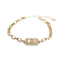 Iced out Hamsa Hand and Star gold bracelet with sparkling cubic zirconia on white background - B0096 Palm + Hexagram / Gold