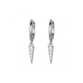Sparkling S925 silver hoop earrings with diamond-set triangular cone-shaped pendants - White Zirconia (Silver Tone)