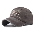 Vintage washed cotton baseball cap with One Moment embroidery in a dark grey finish - Adjustable / Coffee