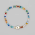 Bracciale bohémien fatto a mano con perline di cristallo colorate e lettera X dorata - Lettera X