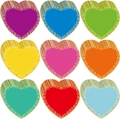 Vista macro de 9 recortes de corazón de papel coloridos con bordes de brillo dorado - Corazón / 108 Hojas + 120 Puntos de Pegamento