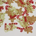 Golden Merry Christmas glitter sequins with brown gingerbread men and red candy cane confetti - Gingerbread Man Candy Cane + Gold Glitter Merry Christmas Confetti