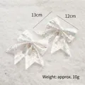 Set of two white glitter bow ornaments for Christmas tree decor, size 13cm by 12cm - 12cm Colorful White (2pcs)