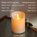 Bougie LED sans flamme de 10cm en plastique blanc crème avec effet de flamme réaliste - Diamètre 7,5cm * Hauteur 10cm