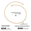 Detail of 18K gold stainless steel paperclip chain with 40+5cm length and clasp specs - Gold Paperclip Chain Style (JDN0302006)
