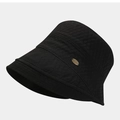 Klassischer schwarzer Anglerhut mit Textur und Vintage-Metall-Logo für Sonnenschutz - M (56-58cm) / Schwarz
