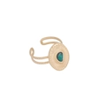 Retro golden open ring with green teardrop stone and adjustable double-line band - Green Waterdrop Stone Style (1#)