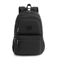Fashionable black oxford fabric backpack with large capacity and multi-zipper pockets - Black
