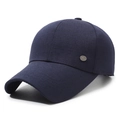 Navy blue baseball cap for men featuring textured fabric and a silver metal buckle - Adjustable / Navy Blue