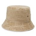 Sombrero de pescador de algodón lavado caqui con ojales de metal transpirables - Ajustable / Caqui