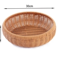 Round brown 30cm hand-woven rattan storage basket for bread and fruit with clear texture - W107 Fruit Basket 30*7CM / Diameter 30cm Height 7cm
